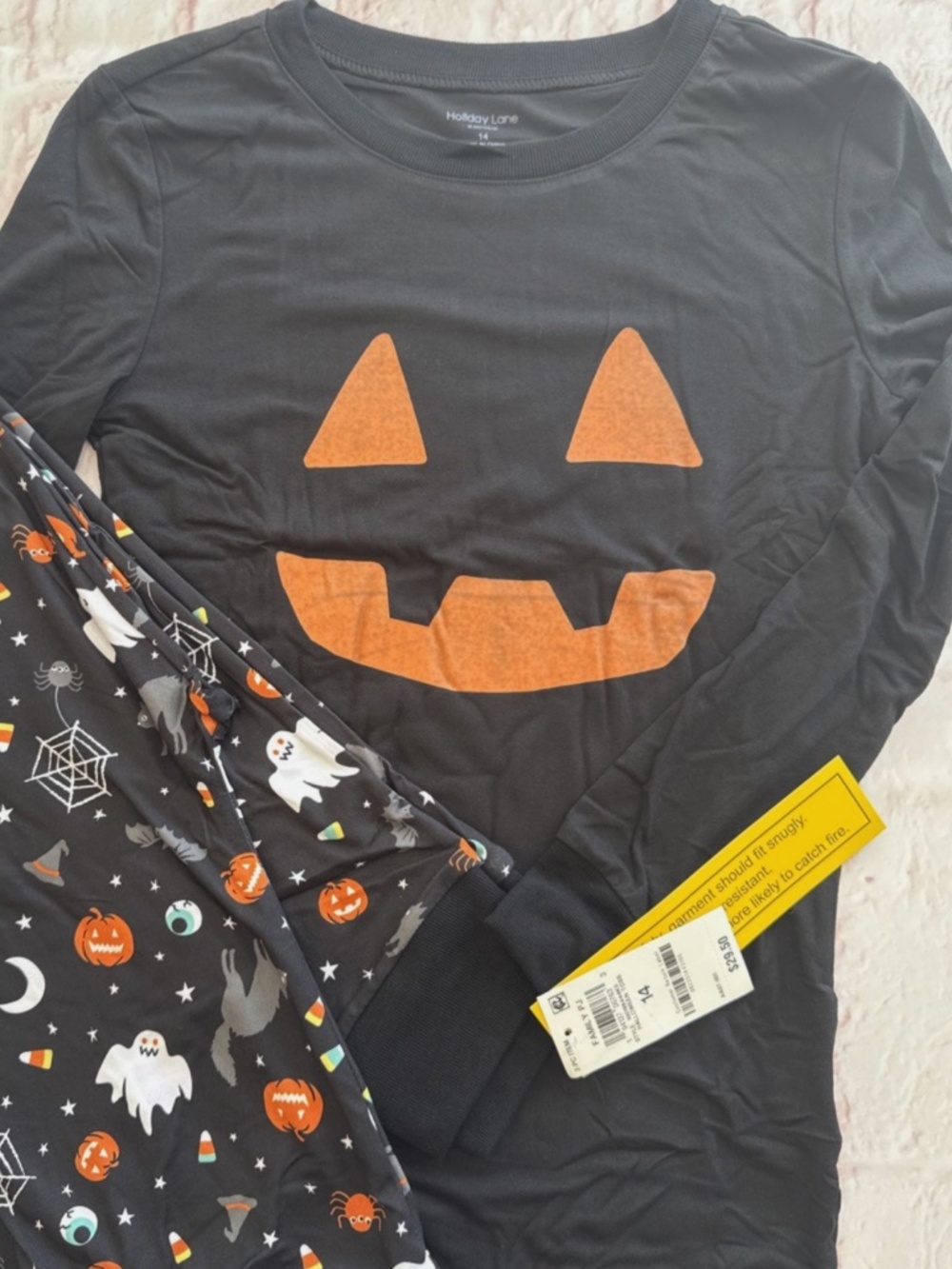 Holiday Lane Macy's Big Kids 14 Pumpkin Halloween Jack O'Lantern Pajama PJ Set